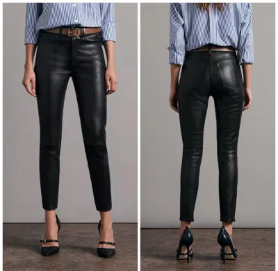 Pre-owned Rag & Bone $995  Black Leather High Rise Skinny Size:30