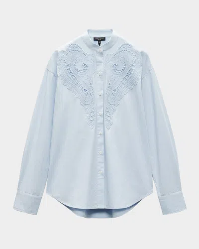 Rag & Bone Ainsley Long-sleeve Embroidered Shirt In Light Blue