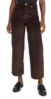 Rag & Bone Charlie Super High Waist Crop Barrel Corduroy Jeans In Dark Brown