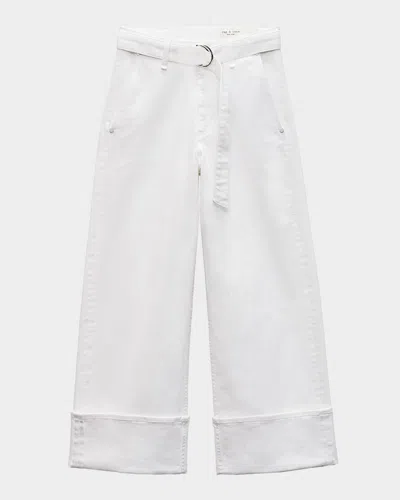 Rag & Bone Andi High-rise Wide-leg Ankle Jeans With Belt In Opticwht