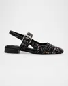 Rag & Bone Astra Buckle Boucle Slingback Flats In Blackmult
