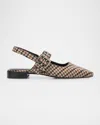 Rag & Bone Astra Houndstooth Buckle Slingback Ballerina Flats In Blkpatent