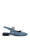 Rag & Bone Astra Denim Buckle Slingback Ballerina Flats In Ë°ë