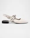 Rag & Bone Astra Leather Buckle Slingback Ballerina Flats In Antqwht