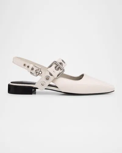 RAG & BONE ASTRA LEATHER BUCKLE SLINGBACK BALLERINA FLATS
