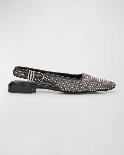 Rag & Bone Astra Mesh Rhinestone Slingback Ballerina Flats In Grey Denim