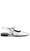 Rag & Bone Astra Metallic Buckle Slingback Ballerina Flats In 银色
