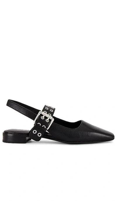 Rag & Bone Astra Leather Buckle Slingback Ballerina Flats In Black