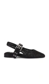 Rag & Bone Astra Woven Buckle Slingback Ballerina Flats In Black