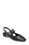 Rag & Bone Astra Leather Buckle Slingback Ballerina Flats In Black