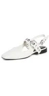 Rag & Bone Astra Leather Buckle Slingback Ballerina Flats In Antqwht