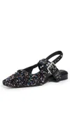 Rag & Bone Astra Buckle Boucle Slingback Flats In Blackmult