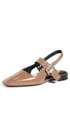 Rag & Bone Astra Slingback Flats Taupept In Taupe Patent Leather