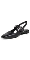 Rag & Bone Astra Houndstooth Buckle Slingback Ballerina Flats In Black