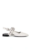 Rag & Bone Astra Leather Buckle Slingback Ballerina Flats In White