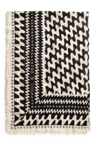 Rag & Bone Astra Swiggly Scarf In Black/white