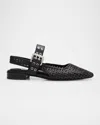 Rag & Bone Astra Woven Buckle Slingback Ballerina Flats In Black
