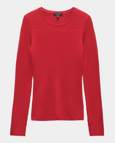 Rag & Bone Audrina Ribbed Crewneck Sweater In Red