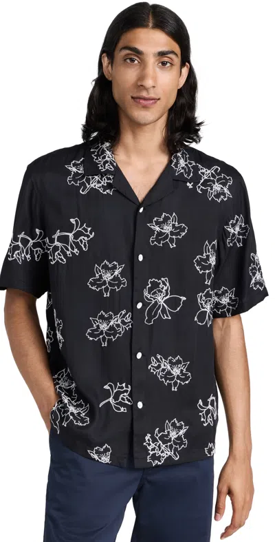 Rag & Bone Avery Embroidered Camp Shirt In Black