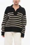 Rag & Bone Awning Striped Wool Blend Pullover With Polo Neck