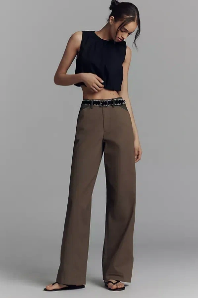 Rag & Bone Banks Mid-rise Wide-leg Full-length Pants In Green