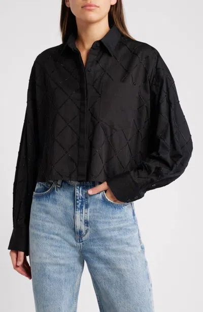 Rag & Bone Beatrice Beaded Button-up Shirt In Black