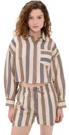 Rag & Bone Beatrice Cropped Linen Shirt In Cream Stripe