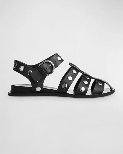 Rag & Bone Beau Studded Leather Fisherman Sandals In Black