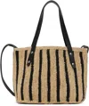 Rag & Bone Beige & Black Small Striped Straw Tote