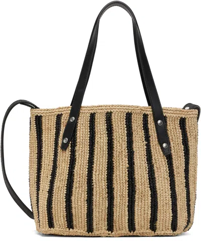 Rag & Bone Beige & Black Small Striped Straw Tote