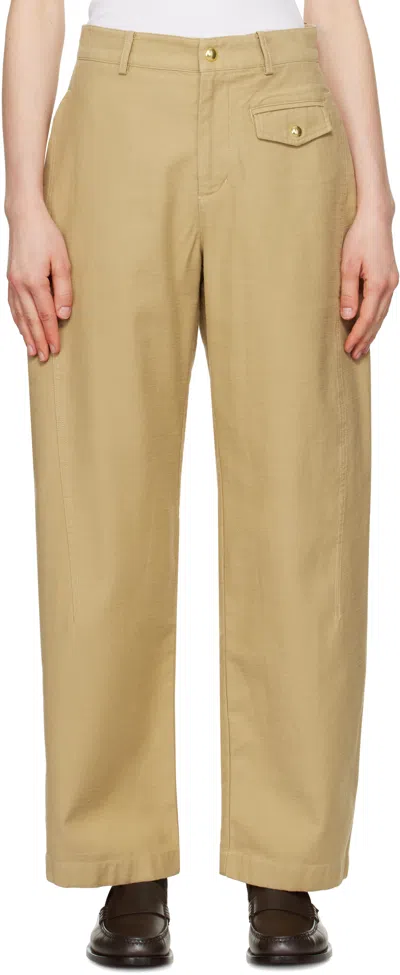 Rag & Bone Beige Renata Cotton Twill Utility Trousers