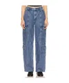 Rag & Bone Belt Loop Waist Logo Decked Jeans Pants In Blue