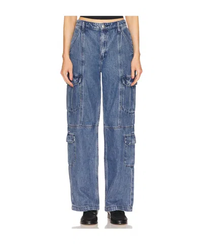 Rag & Bone Belt Loop Waist Logo Decked Jeans Pants In Blue