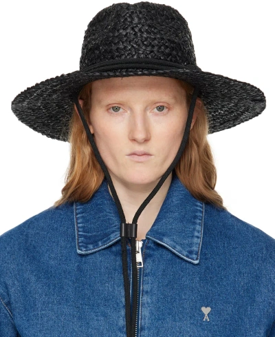 Rag & Bone Black Braided Straw Panama Hat In Blk