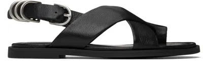RAG & BONE BLACK GIA LEATHER CROSSOVER SANDALS