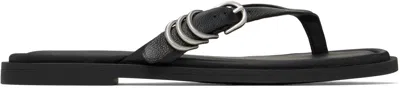 RAG & BONE BLACK GIA LEATHER THONG SANDALS