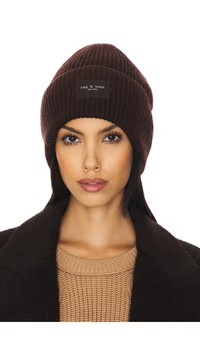 Rag & Bone Brown Blake Beanie In Chocolate