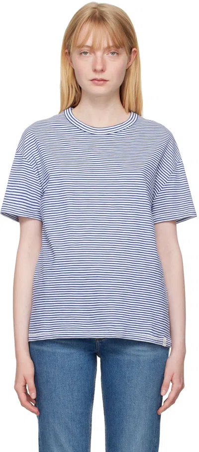 Rag & Bone Blue & White Striped T-shirt In Bluewht