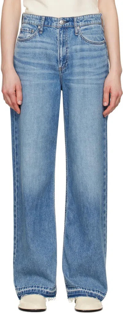 Rag & Bone Blue Featherweight Logan Wide-leg Jeans In Orian
