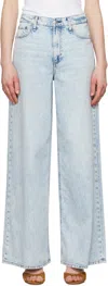 Rag & Bone Logan Raw Hem Textured Wide Leg Jeans In Bellport