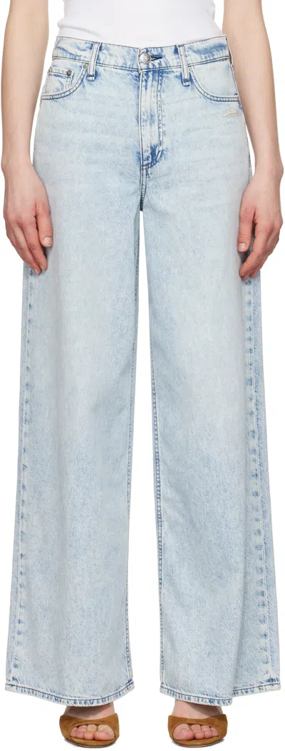 RAG & BONE BLUE FEATHERWEIGHT SOFIE WIDE-LEG JEANS