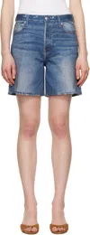 Rag & Bone Miramar Refine Knit Kaia High Waist Relaxed Fit Faux Denim Ponte Shorts In Cosmos