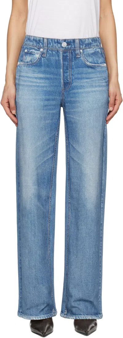 Rag & Bone Blue Miramar Terry Wide-leg Sweatpants In Franklin
