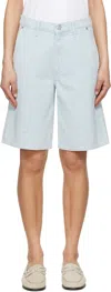 Rag & Bone Blue Tailored Mckenna Textured Denim Shorts In Sktwd