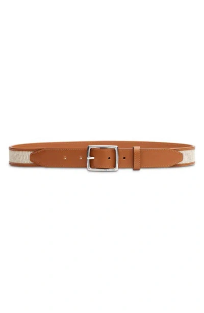 Rag & Bone Boyfriend Leather & Canvas Belt In Natural