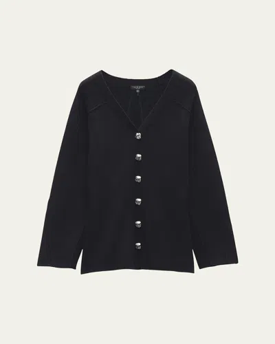 Rag & Bone Bridget Long V-neck Cardigan In Black
