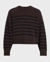 Rag & Bone Bridget Stripe Seamed Crewneck Sweater In Dark Brown