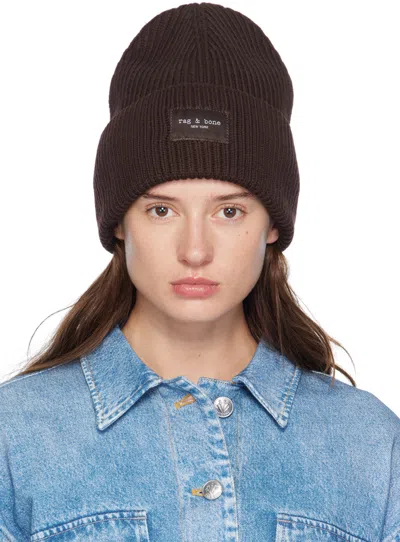 Rag & Bone Brown Blake Beanie In Chocolate Brown