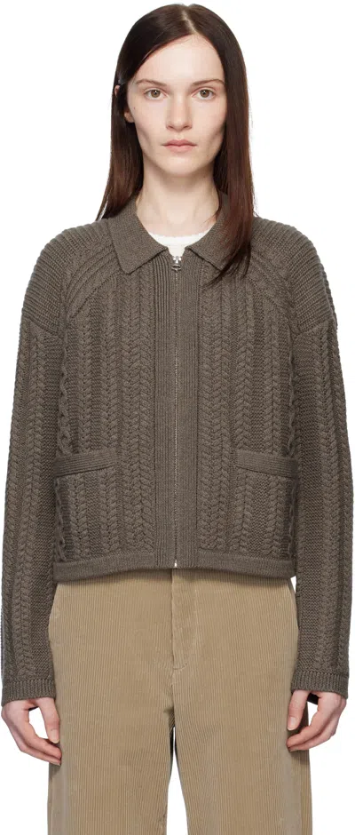 Rag & Bone Kerry Cable-knit Merino Wool Cardigan In Brown