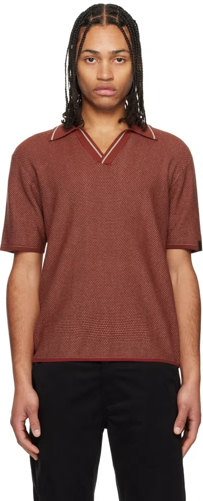 Rag & Bone Burgundy Harvey Jonny Collar Polo In Maroon